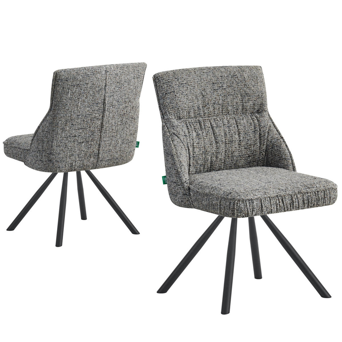 ESSZIMMERSTUHL SERINA 2er-Set - Dunkelgrau/Schwarz, Textil/Metall (49/83/62cm) - DUBI Möbel