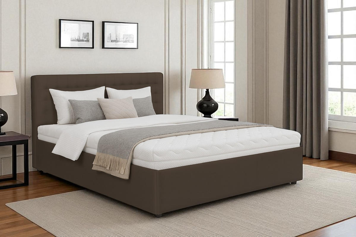 POLSTERBETT mit Bettkasten und Matratze FORTE, Braun, 160x200 cm - Braun, Textil (160/200cm) - KS Home Concept