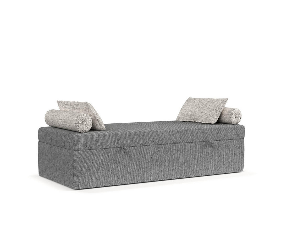 BOXBETT Lennon Grau 80/200 cm im Webstoff - Schwarz/Grau, Holz/Holzwerkstoff (80/200cm) - Maison de Reve