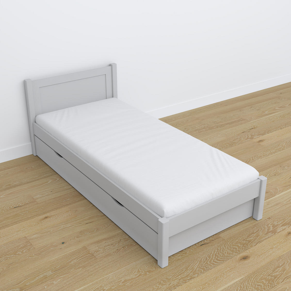 BETT mit Schublade N02 Grau 80/190 - Grau, Naturmaterialien/Holz (80/190cm) - N-Wood