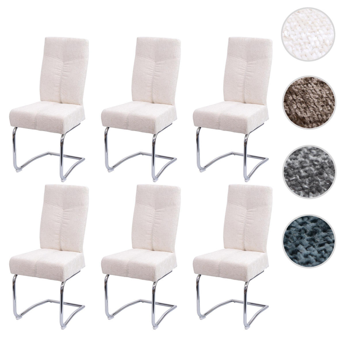 ESSZIMMERSTUHL 6er-Set gepolstert 105x46x60cm Sitzhöhe 53cm Metall Stoff/Textil Chenille Braun - Braun, Textil (46/105/60cm) - CHEFGASTRO
