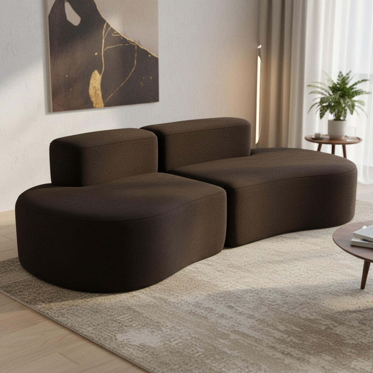 SOFA Lounge Dunkle Schokolade 2-Sitzer - Dunkelbraun, Textil (240/75/102cm) - COCO Living