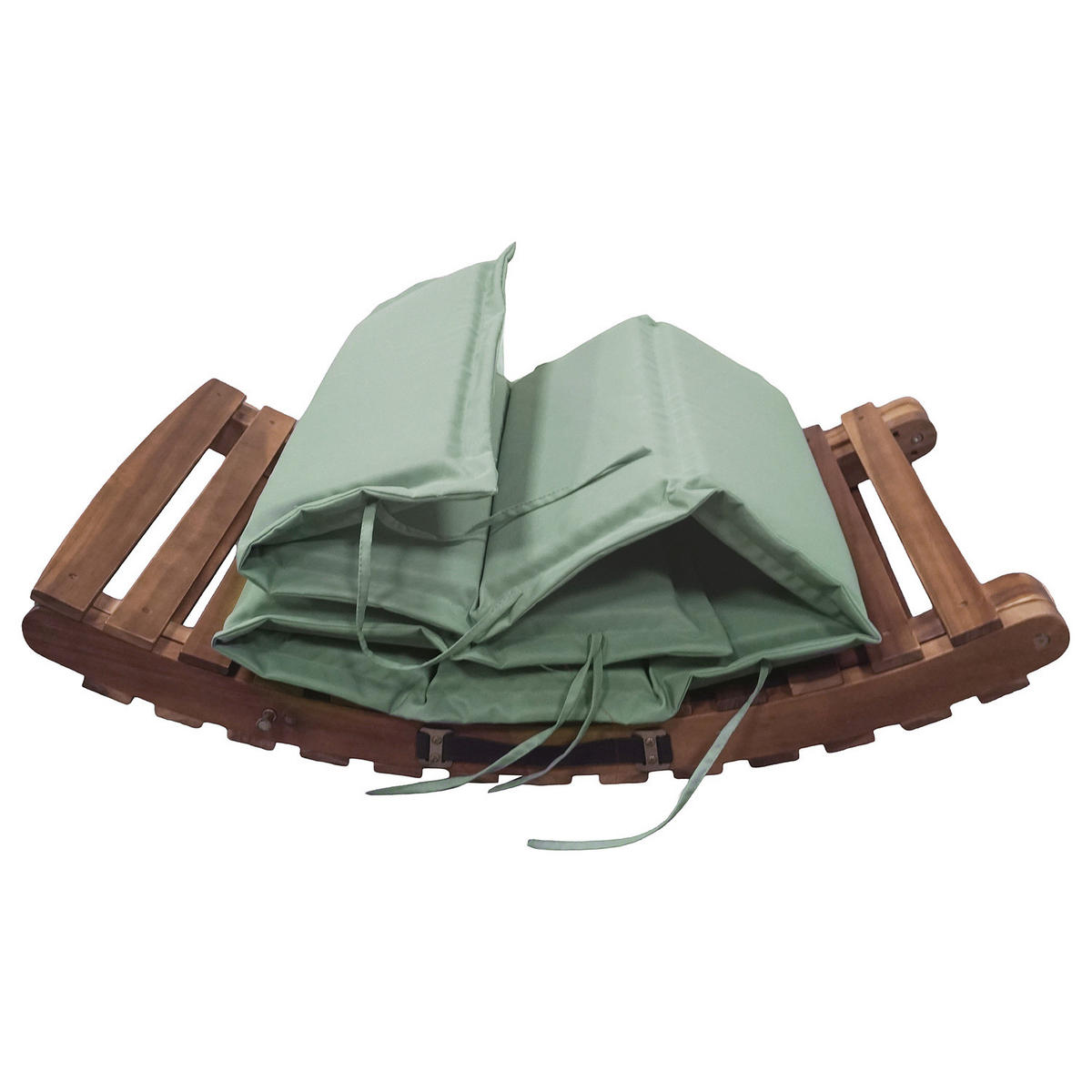 GARTENLIEGE - Akazie massiv / Webstoff - Salbeigrün, Holz/Textil (54/55/168cm) - home24