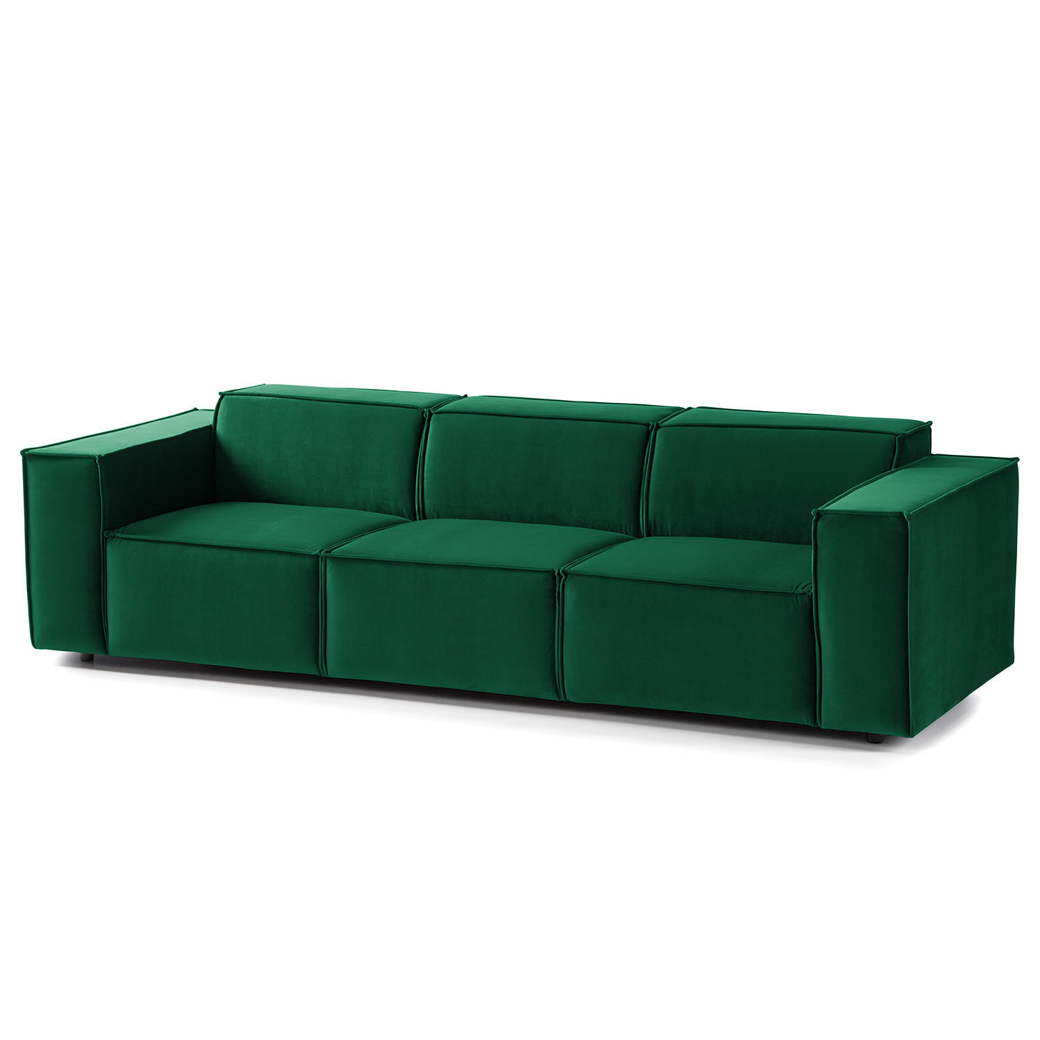 3-SITZER SOFA - Dunkelgrün/Schwarz, Kunststoff/Textil (260/70/96cm) - home24