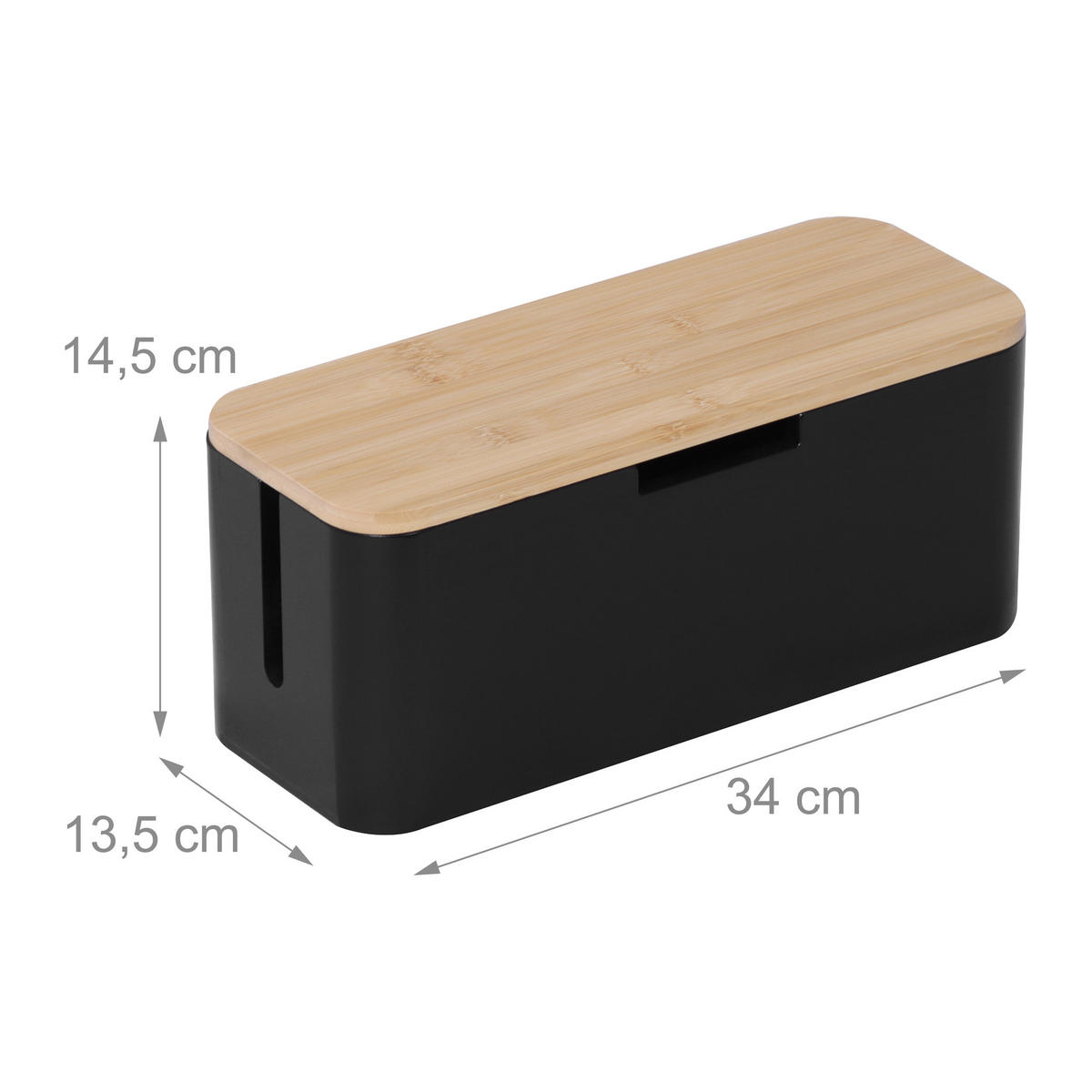 KABELBOX - Schwarz, Holz/Metall (13.5/34/14.5cm) - Relaxdays