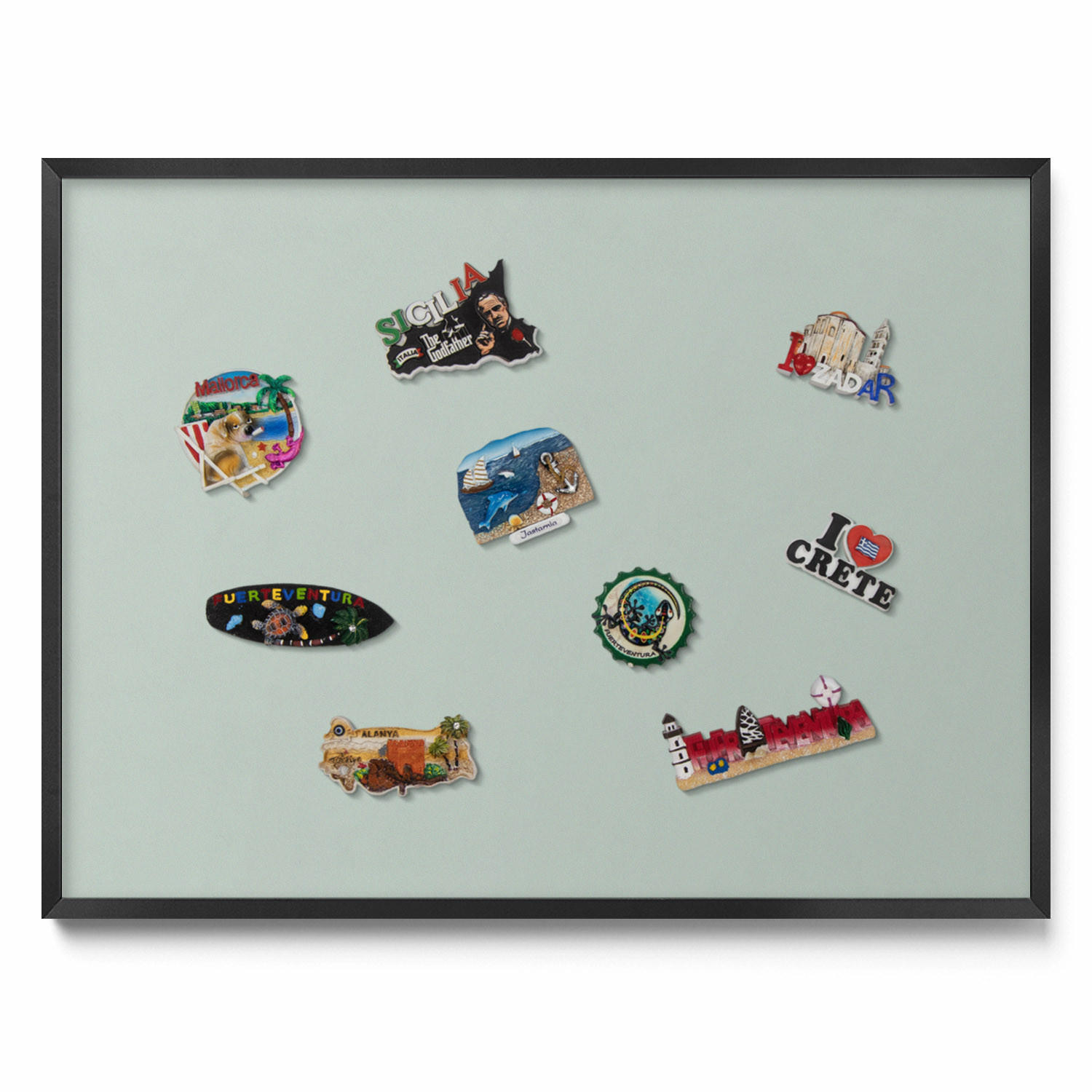 MAGNETTAFEL 80x60 cm Schwarzer Rahmen Seladongrün - Grün, Metall (80/60/0.4cm) - TULUP