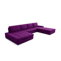 WOHNLANDSCHAFT VERONA U-Form mit Schlaffunktion, Bettkasten und Wellenfederung – Großzügiges Ecksofa 387 cm - Violett, Kunststoff (387/85/213cm) - Wohnideebilder