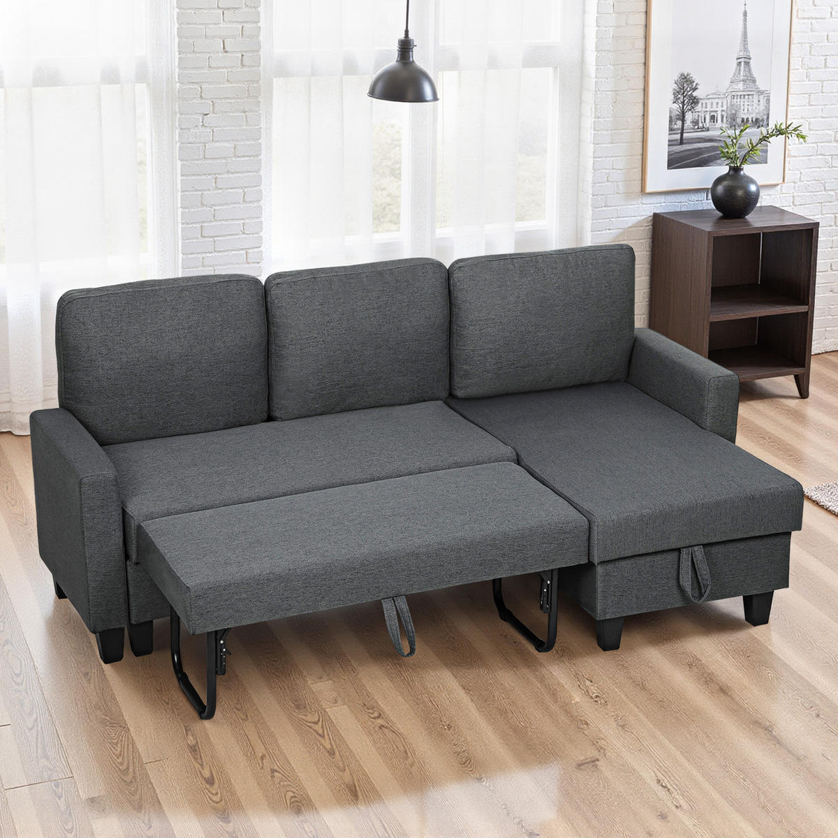 SCHLAFSOFA Dunkelgrau 197.0/129.0/85.0cm - Dunkelgrau, Textil (129/85/197cm)