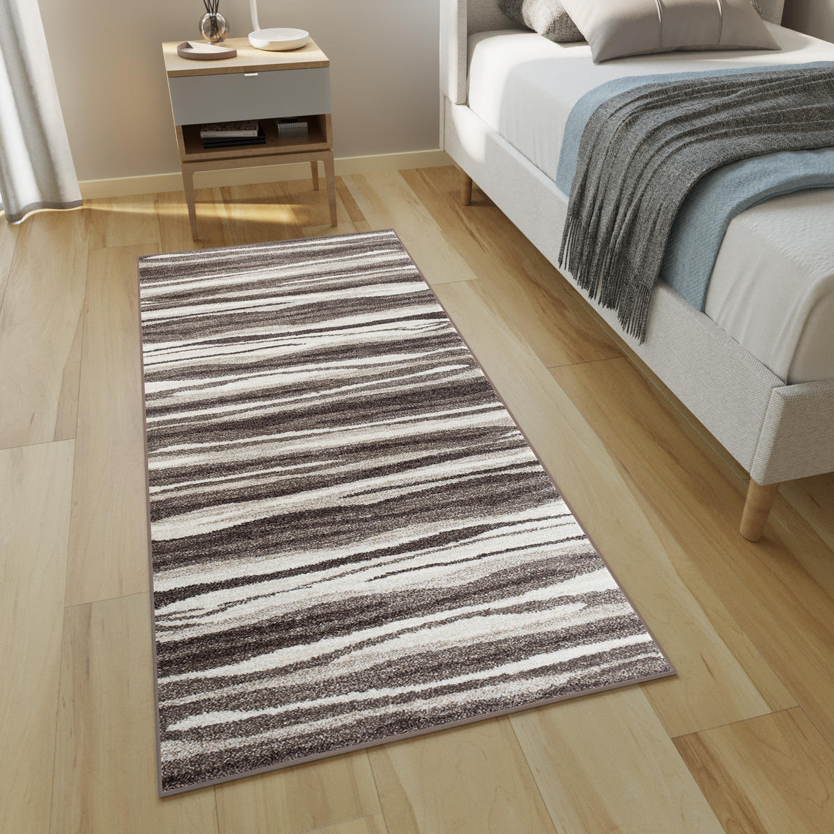 TEPPICHLÄUFER SARI hellbraun abstrakt 100/150 cm - Hellbraun, Textil (100/150cm) - Tapiso