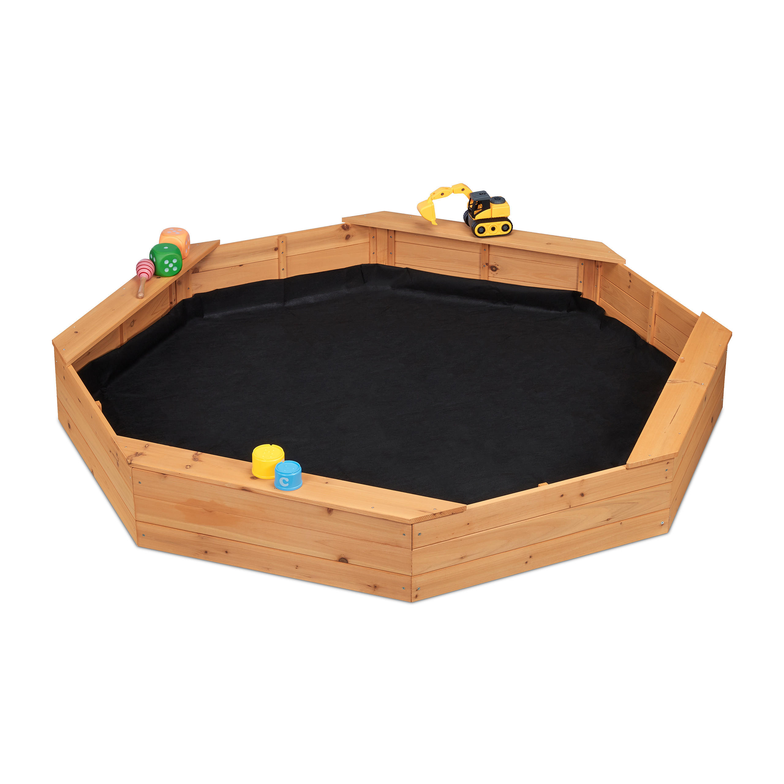 SANDKASTEN - Hellbraun, Holz/Textil (160/160/22.5cm) - Relaxdays