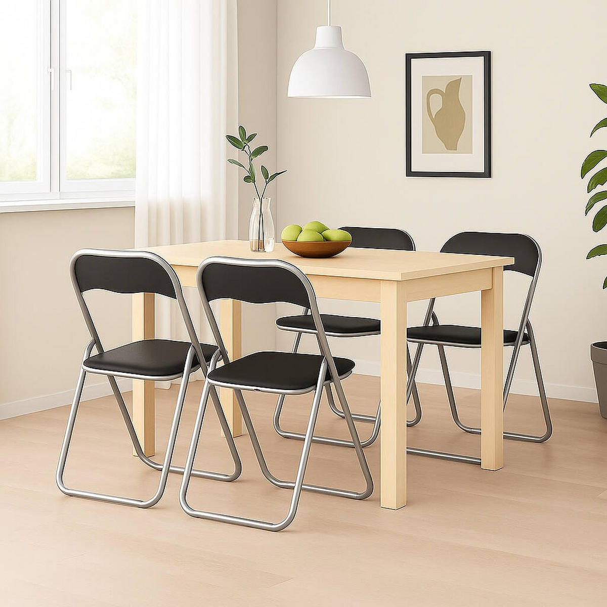 KLAPPSTUHL 4er Set in Metall Schwarz 47x43h79.5 - Grau, Metall (43/79.5/47cm) - DMORA