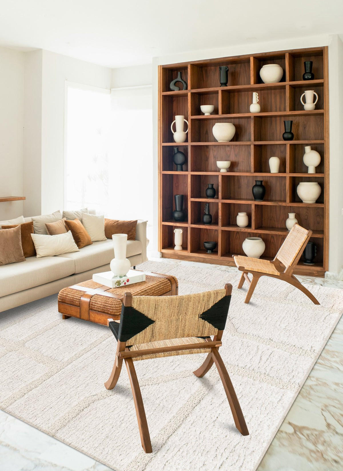 TEPPICH weich mit Relief aus recyceltem Polyester Beige - Beige, Textil (120/170cm) - AFK Living