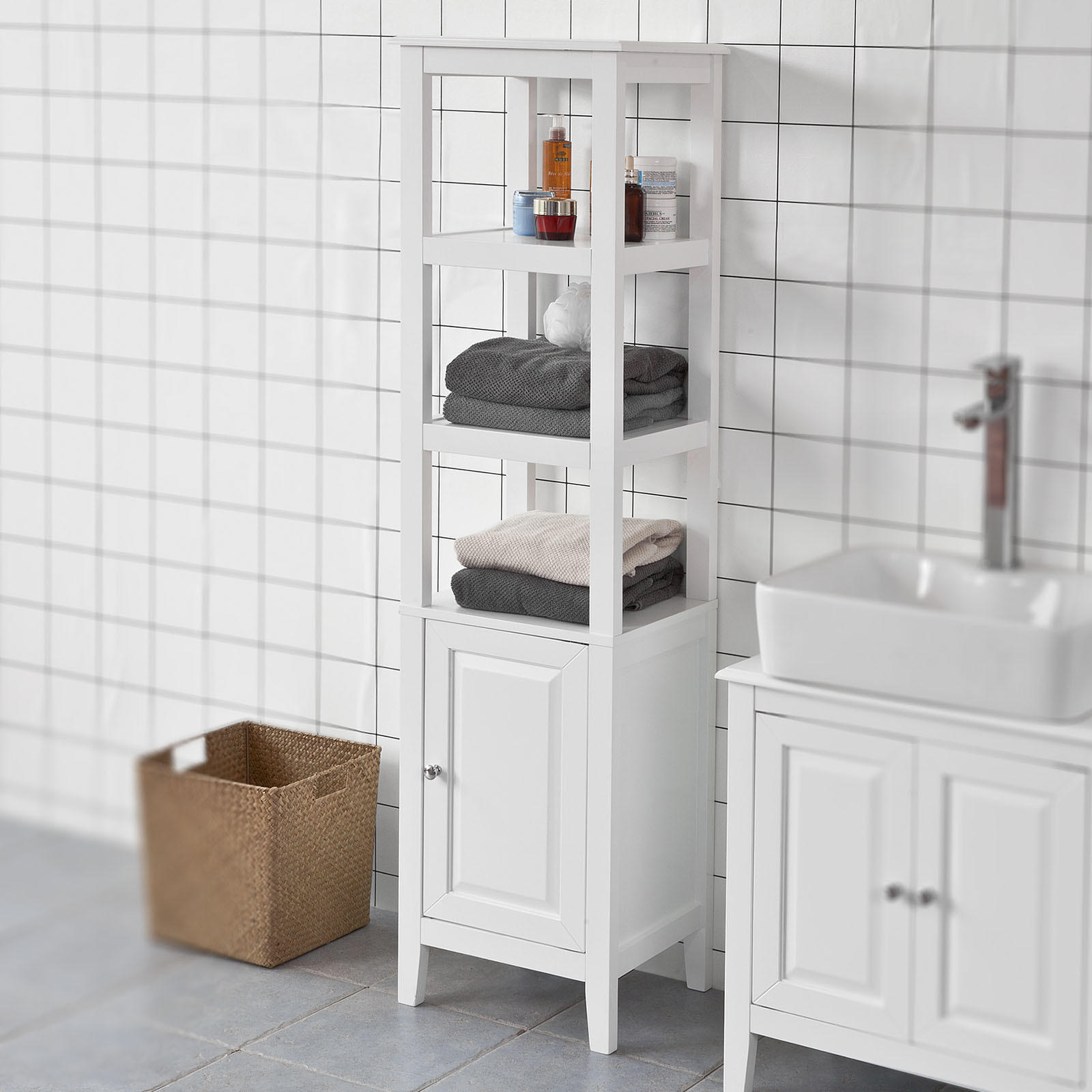 HOCHSCHRANK Weiß - Weiß, Holzwerkstoff (40/150/33cm) - SoBuy