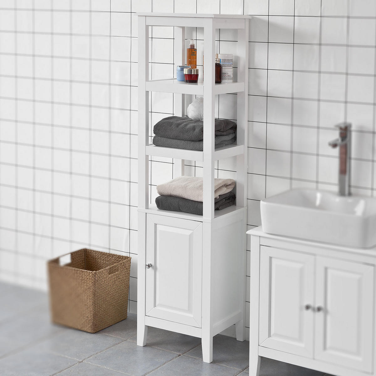 HOCHSCHRANK Weiß - Weiß, Holzwerkstoff (40/150/33cm) - SoBuy