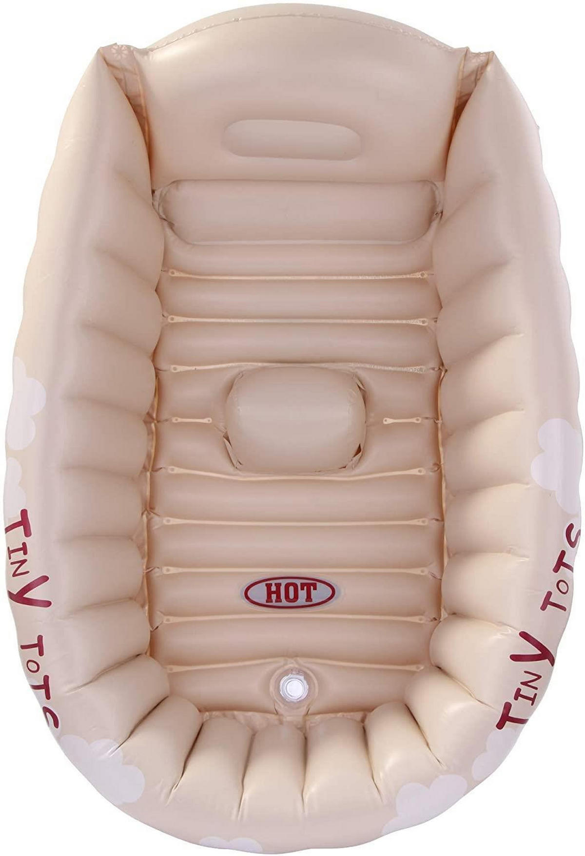PLANSCHBECKEN Baby Badewanne aufblasbar 91 x 61 x 29 cm beige Temperaturanzeige - Beige, Kunststoff (61/91cm) - Avenli