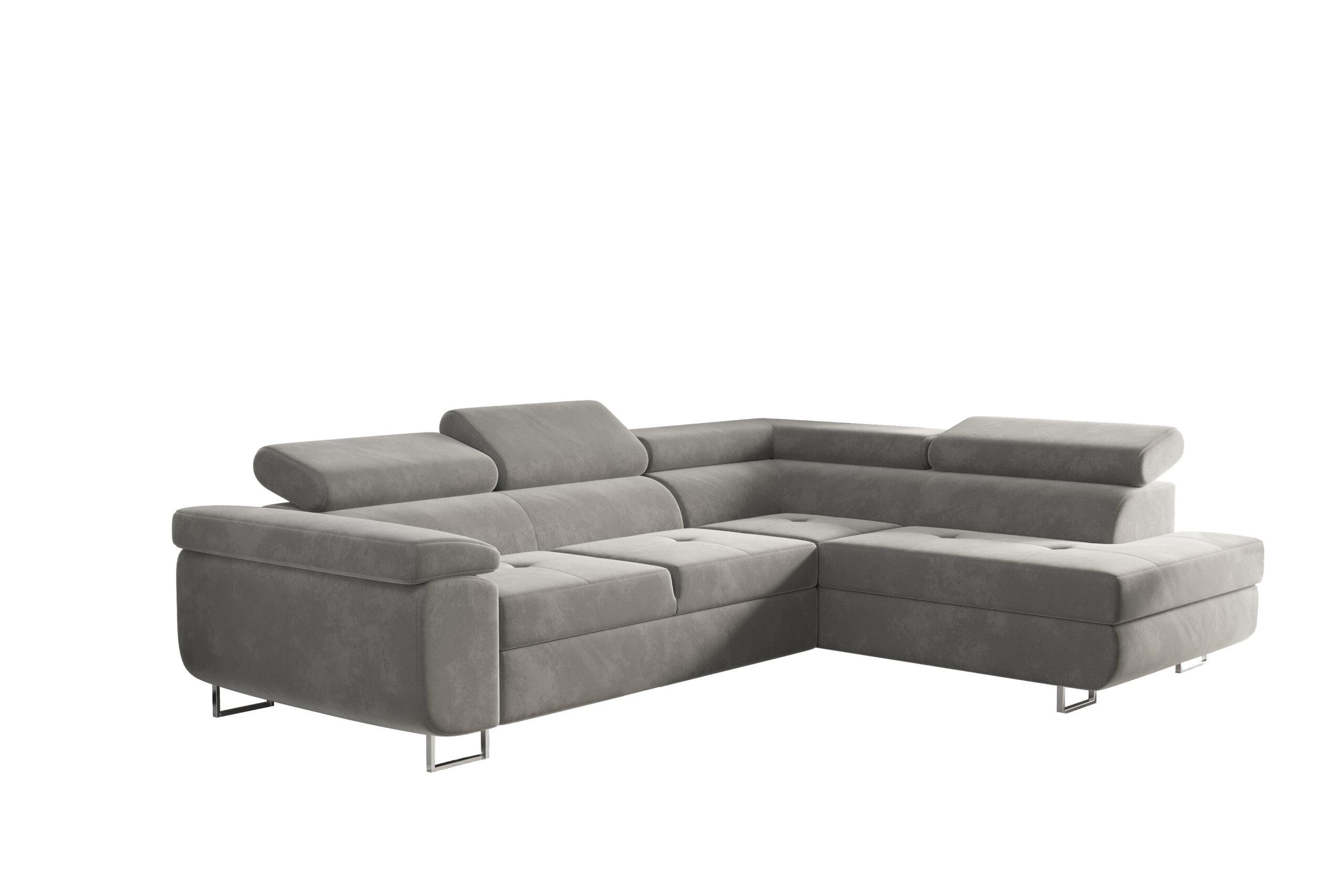 ECKSOFA mit Schlaffunktion und Bettkasten ATOM Hellgrau Rechts - Hellgrau, Holz/Textil (275/202cm) - Kaiser Möbel