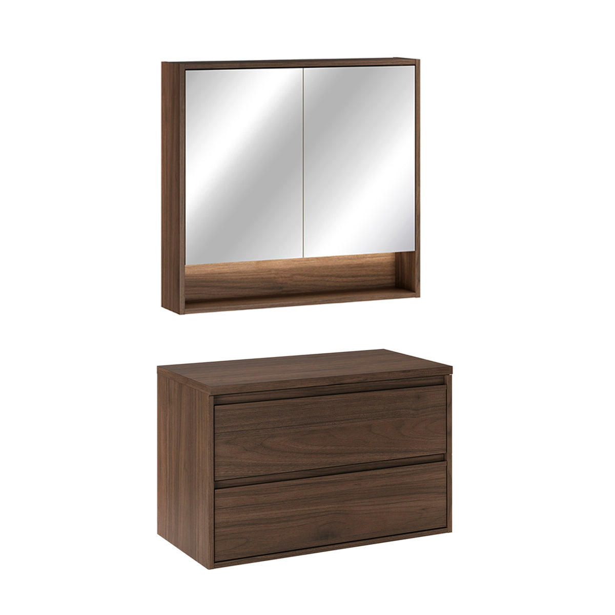 BADMÖBEL 80cm Edmé 2er-Set Holz - Braun, Holzwerkstoff (80/52.2/46cm) - Petits-meubles