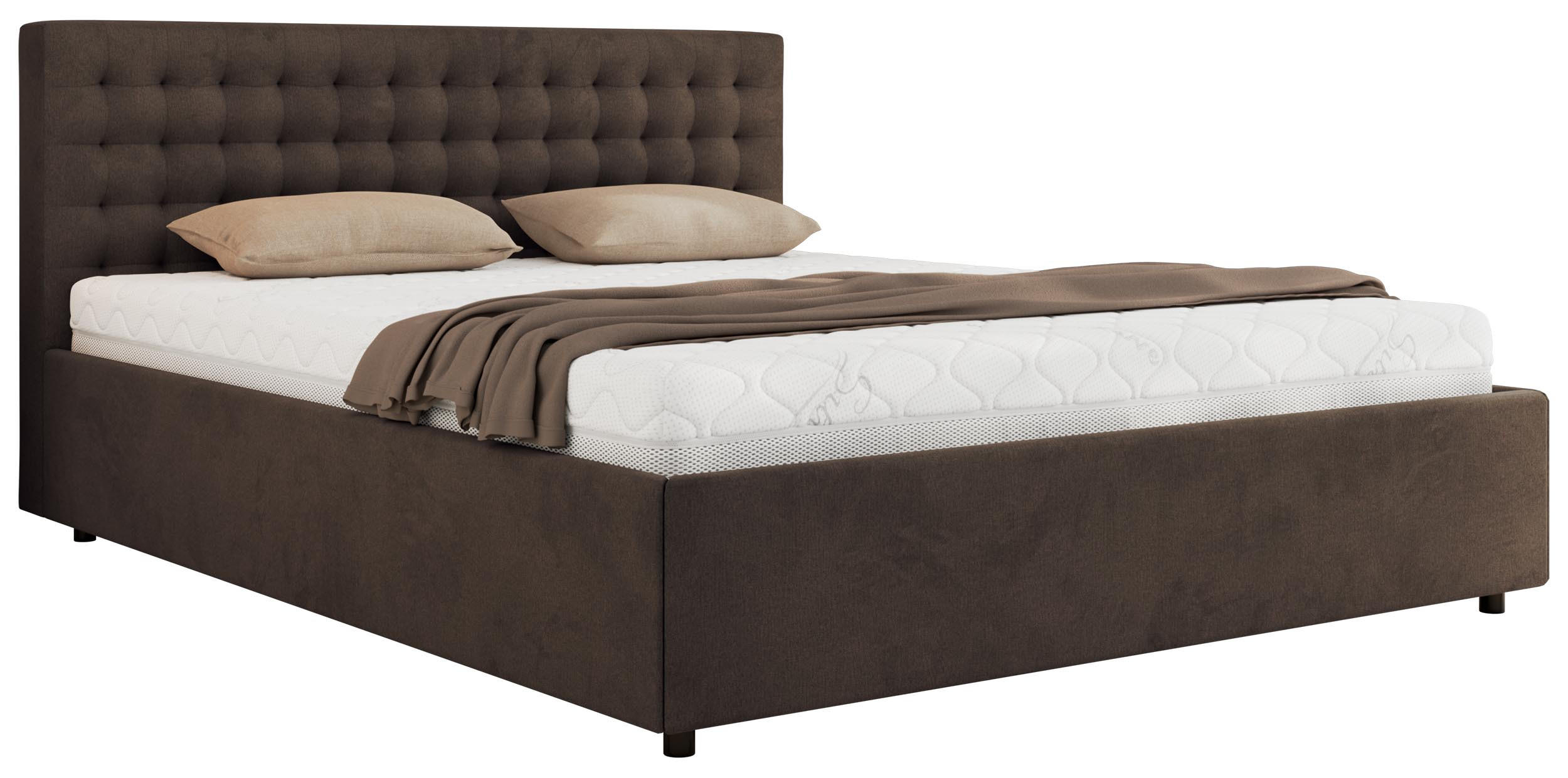 POLSTERBETT PAVO CLASSIC 180/200 - Braun Velvet - Schaum-Matratze - Braun, Textil (180/200cm) - MKS