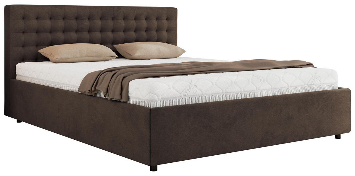POLSTERBETT PAVO CLASSIC 180/200 - Braun Velvet - Pocket-Matratze - Braun, Textil (180/200cm) - MKS