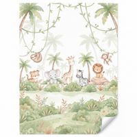 KINDERTAPETE - Tiere - Dschungel - Pastell - 220x300 cm - Weiß, Papier (220/300cm) - OnlyWow