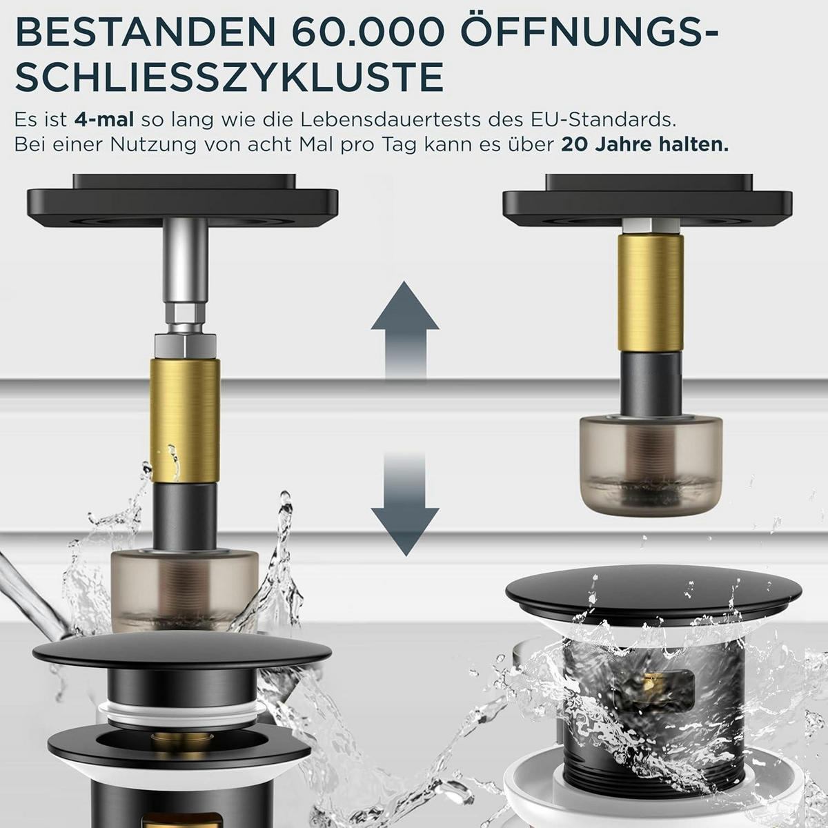 WASCHTISCHARMATUR Hoch Matt-Schwarz mit Ablaufgarnitur 175mm - Schwarz, Metall (15.1/17.5/25cm)