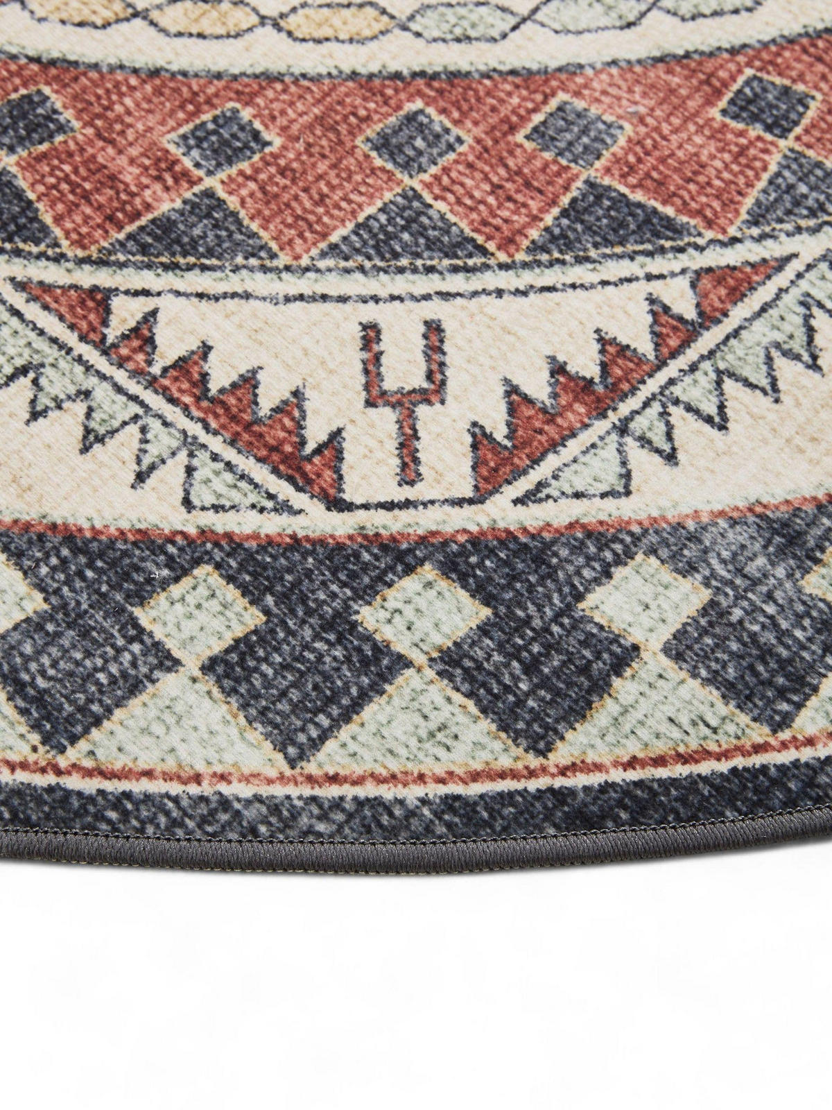 VINTAGE-TEPPICH George waschbar ø 160 cm rund - Blau/Multicolor, Kunststoff (160/160cm) - benuta