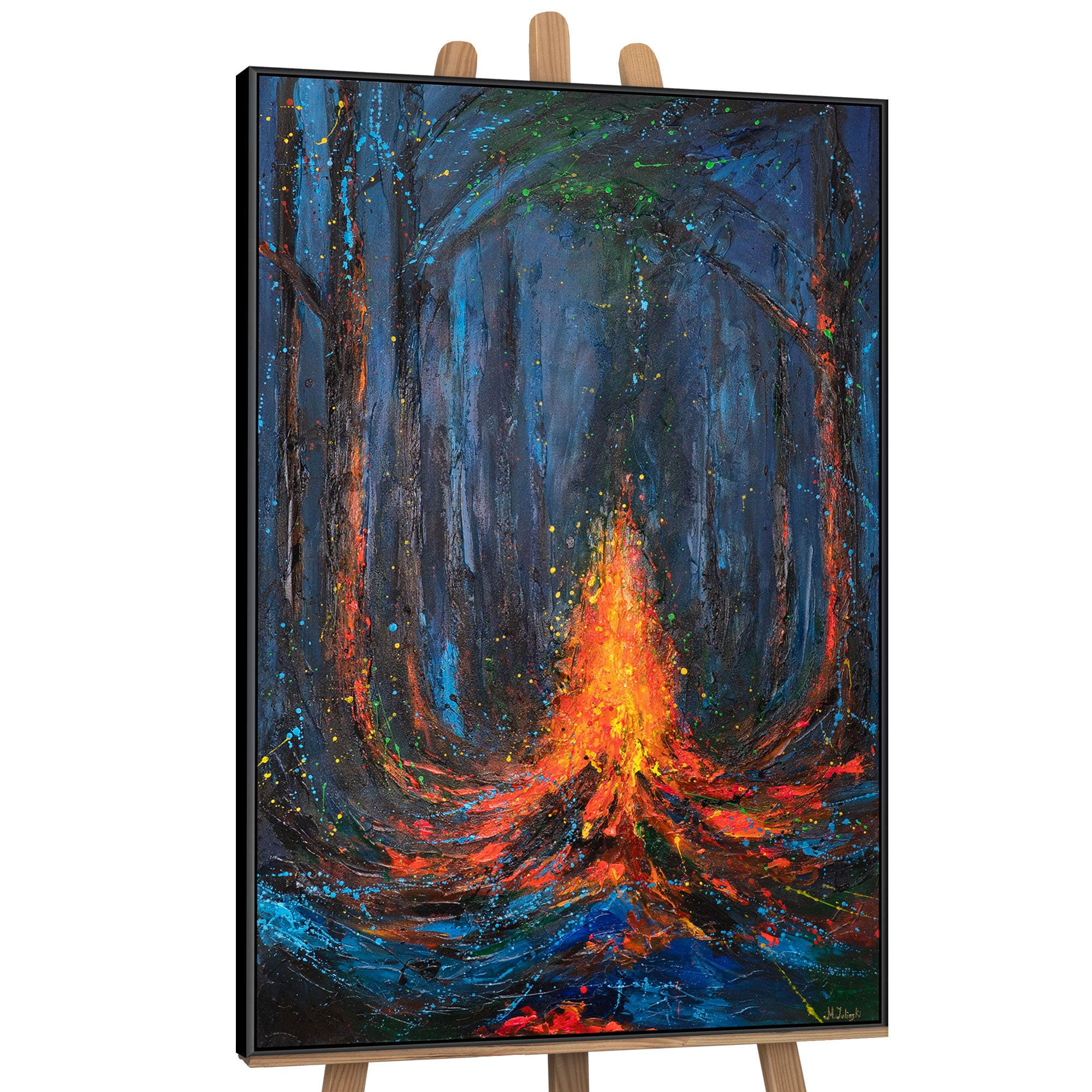 GEMÄLDE Lied des Feuers Schattenfugenrahmen Schwarz 120x80 cm - Schwarz, Holz (120/80cm) - YS-art gallery