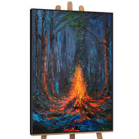 GEMÄLDE Lied des Feuers Schattenfugenrahmen Schwarz 120x80 cm - Schwarz, Holz (120/80cm) - YS-art gallery