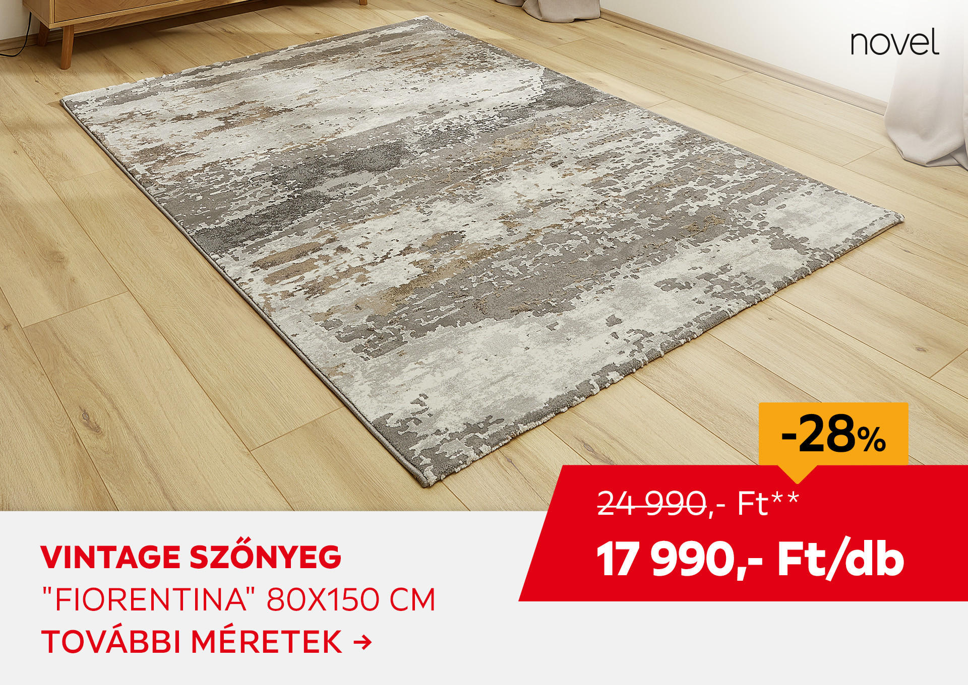 VINTAGE SZŐNYEG "FIORENTINA" 80 X 150 CM Kiemelt termék 24990 Ft.- helyett 17990 Ft.-
