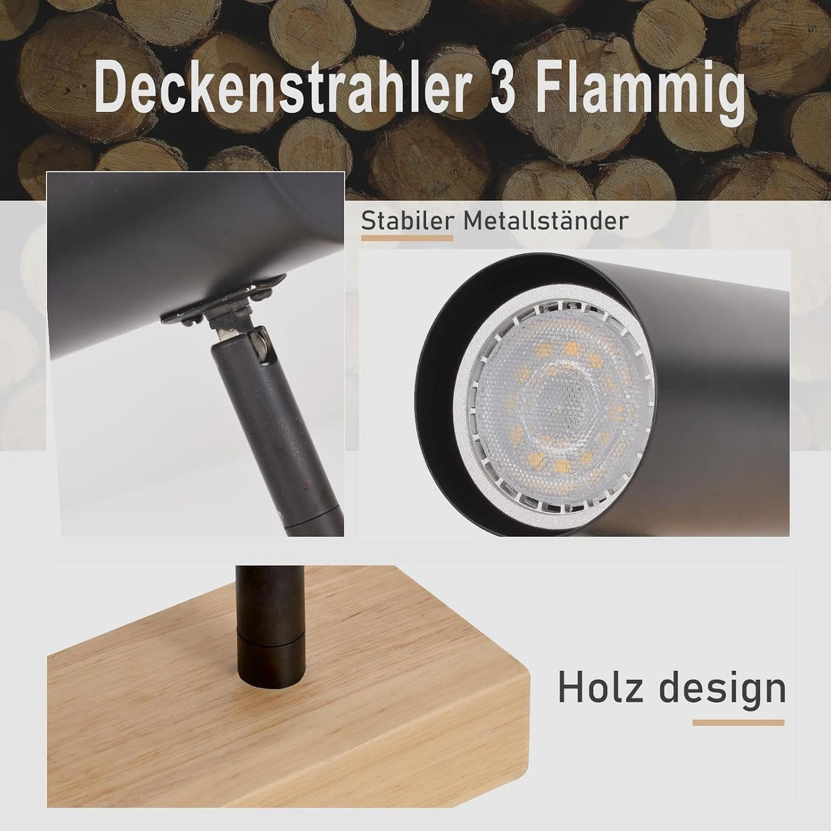DECKENSTRAHLER Glühberg 10.5/14.3/41 cm - Schwarz, Metall (41/10.5/14.3cm) - ZMH