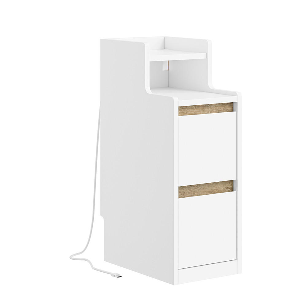 NACHTTISCH mit Schubladen und LED-Beleuchtung FBT178-E - Ahornfarben, Fell (22/60/34cm) - SoBuy