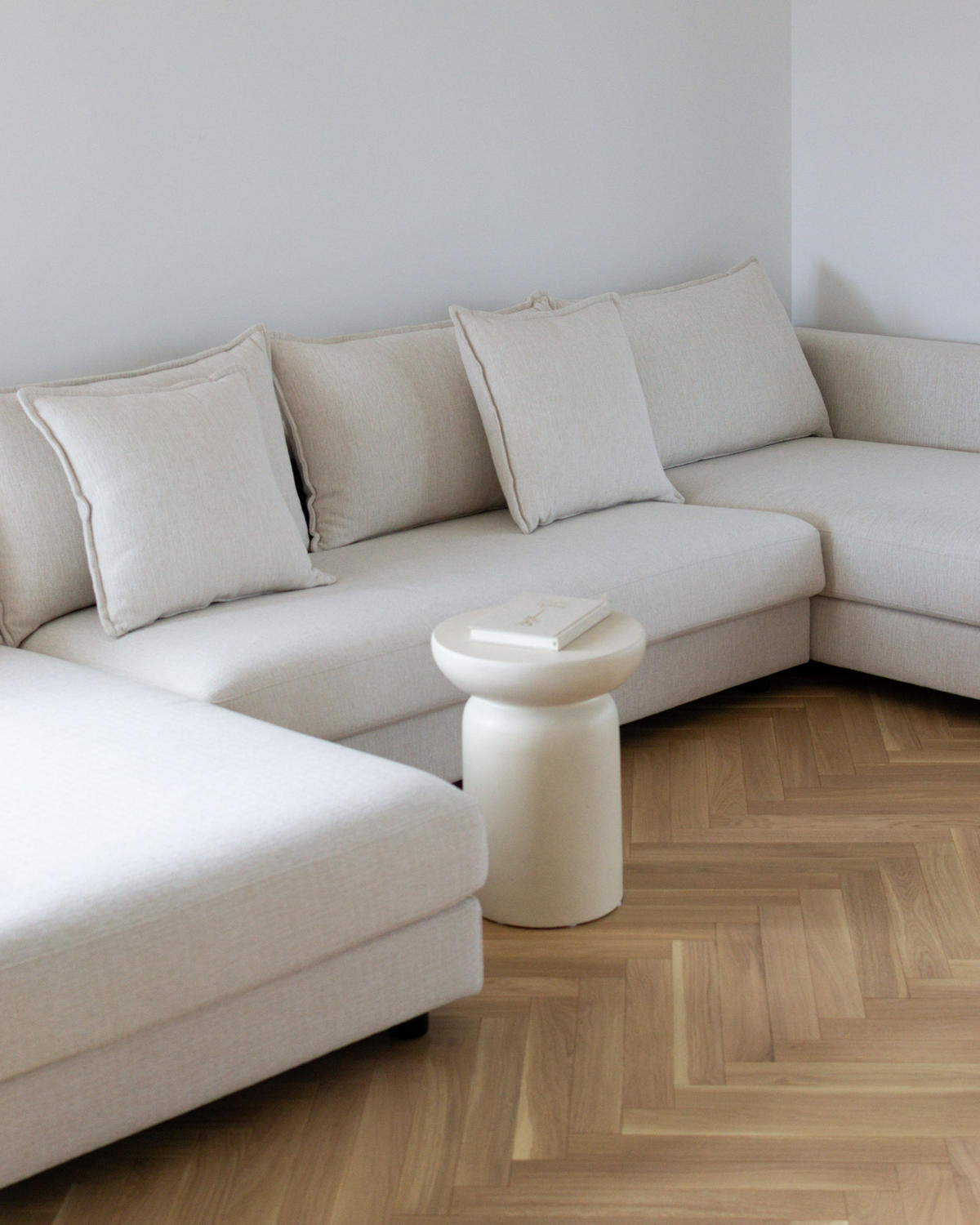 5-SITZER WOHNLANDSCHAFT U-förmig hellbeige Lilviken - Creme/Schwarz, Textil (359/57/194cm) - Beliani