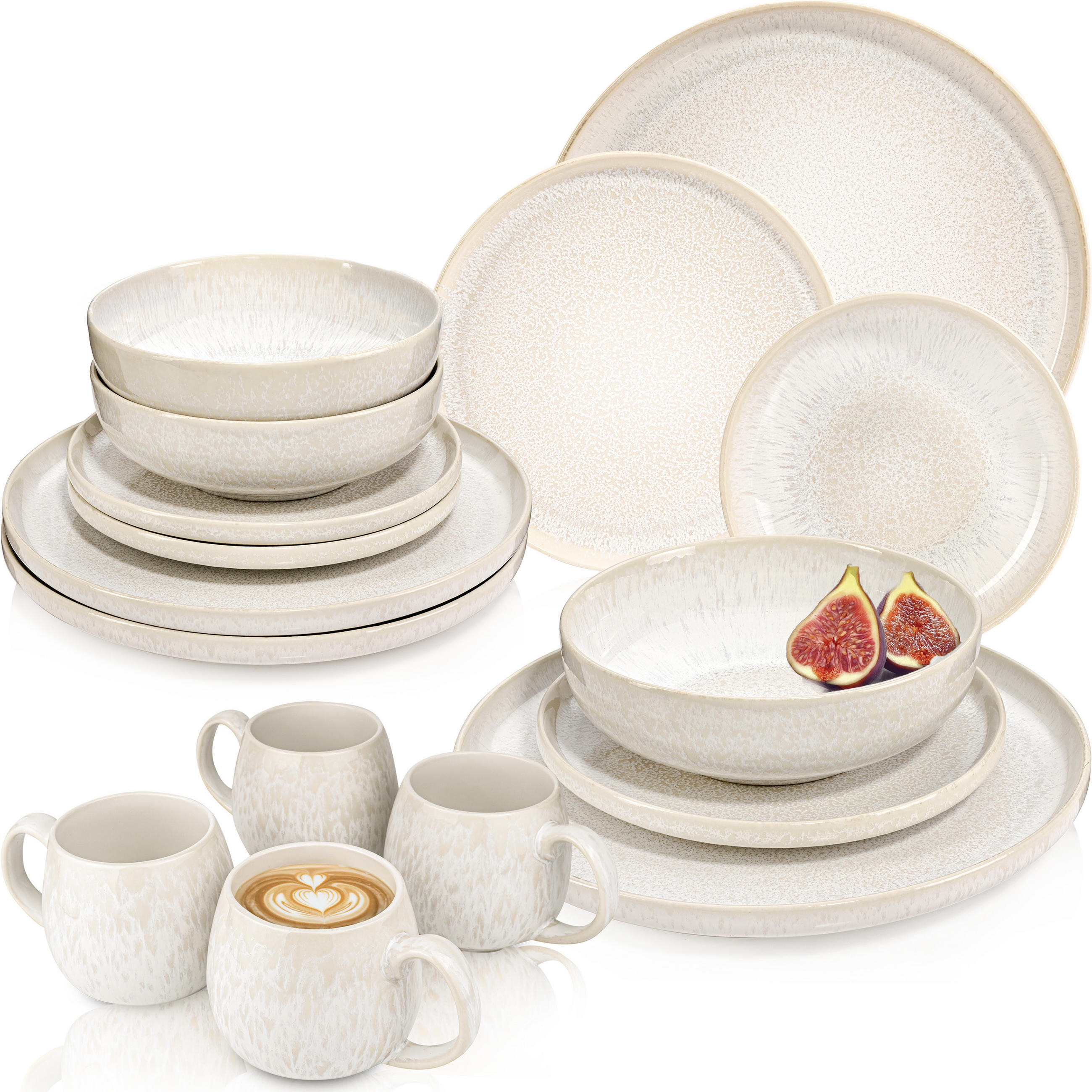 KOMBISERVICE KORFU - 16 teilig aus Steingut - Creme, Stein (27/27/27cm) - Sänger