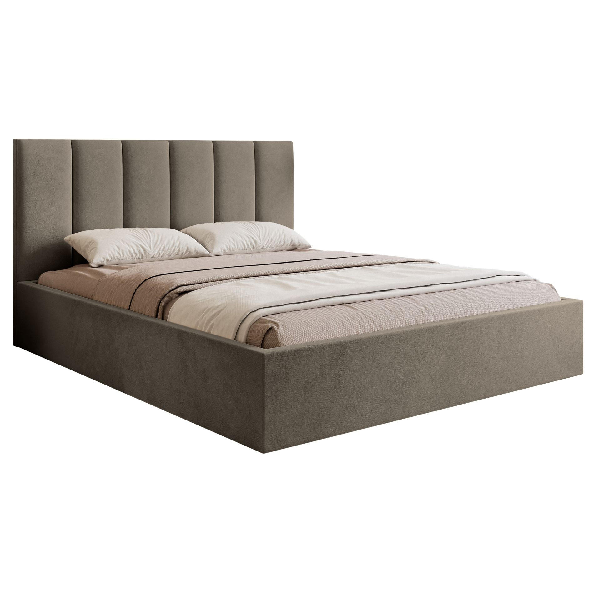POLSTERBETT Masego Graubeige, Velours, 160x200 cm - Taupe, Textil (160/200cm) - Selsey