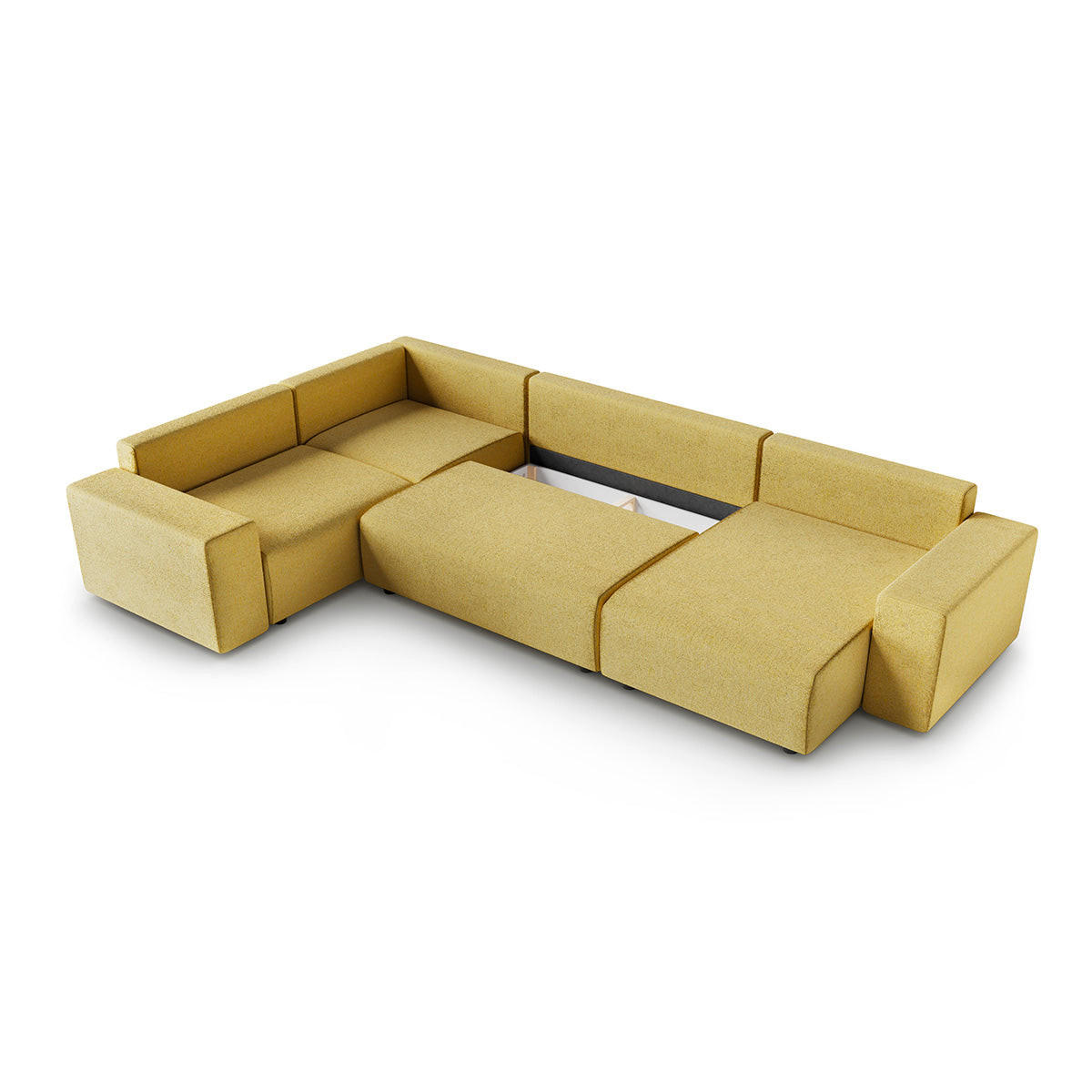PANORAMASOFA Lorenzo 5 Sitzplätze Gelb - Gelb, Holz (378/85/236cm) - Petits-meubles