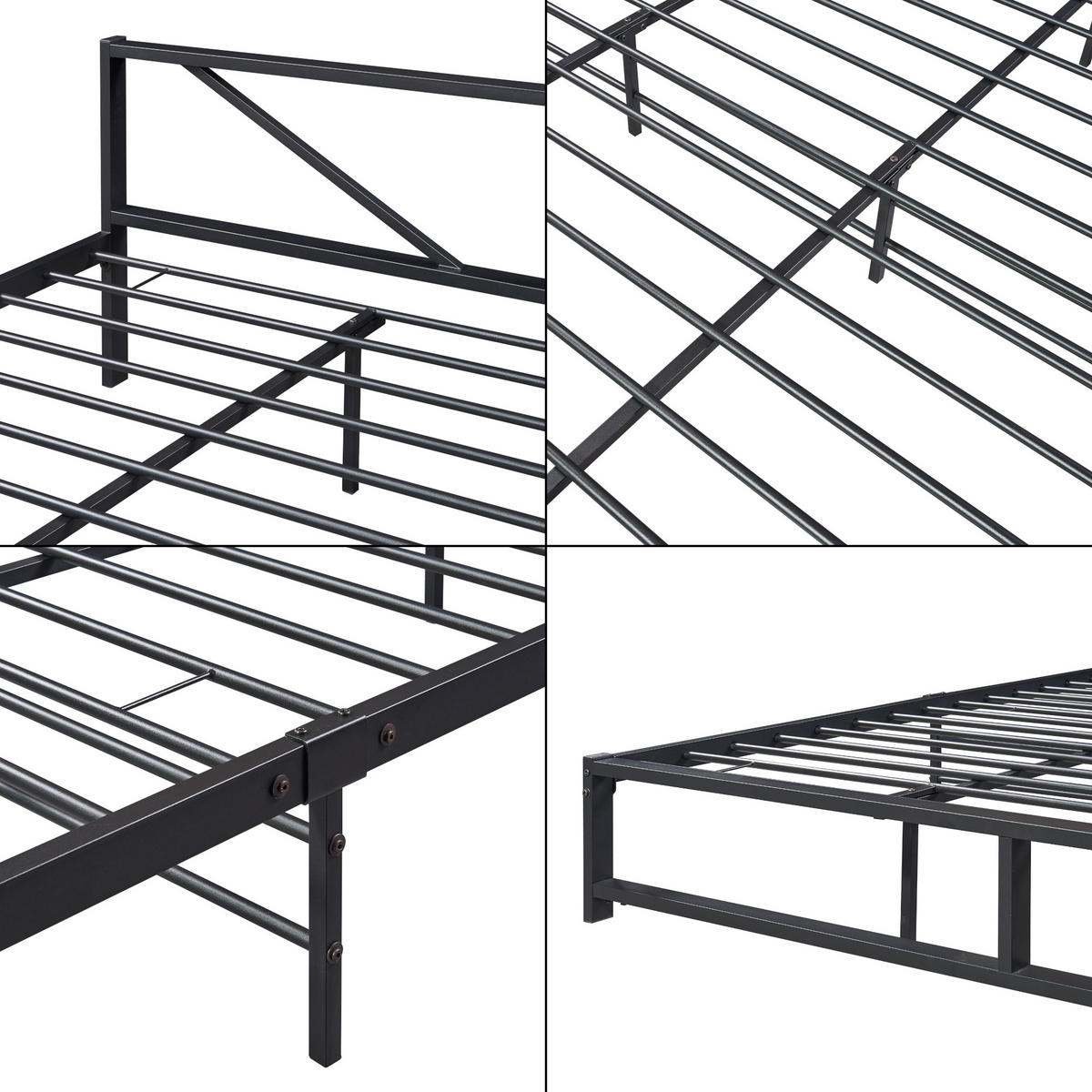 METALLBETT Meran - Schwarz, Metall (180/200cm) - [en.casa]