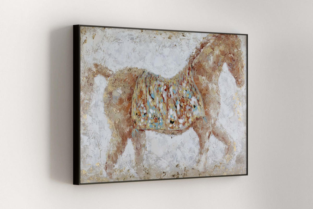 RUČNE MAĽOVANÝ AKRYLOVÝ OBRAZ 120/80 cm, béžový, zvierací motív - béžová, drevo/textil (120/80cm) - KUNSTLOFT