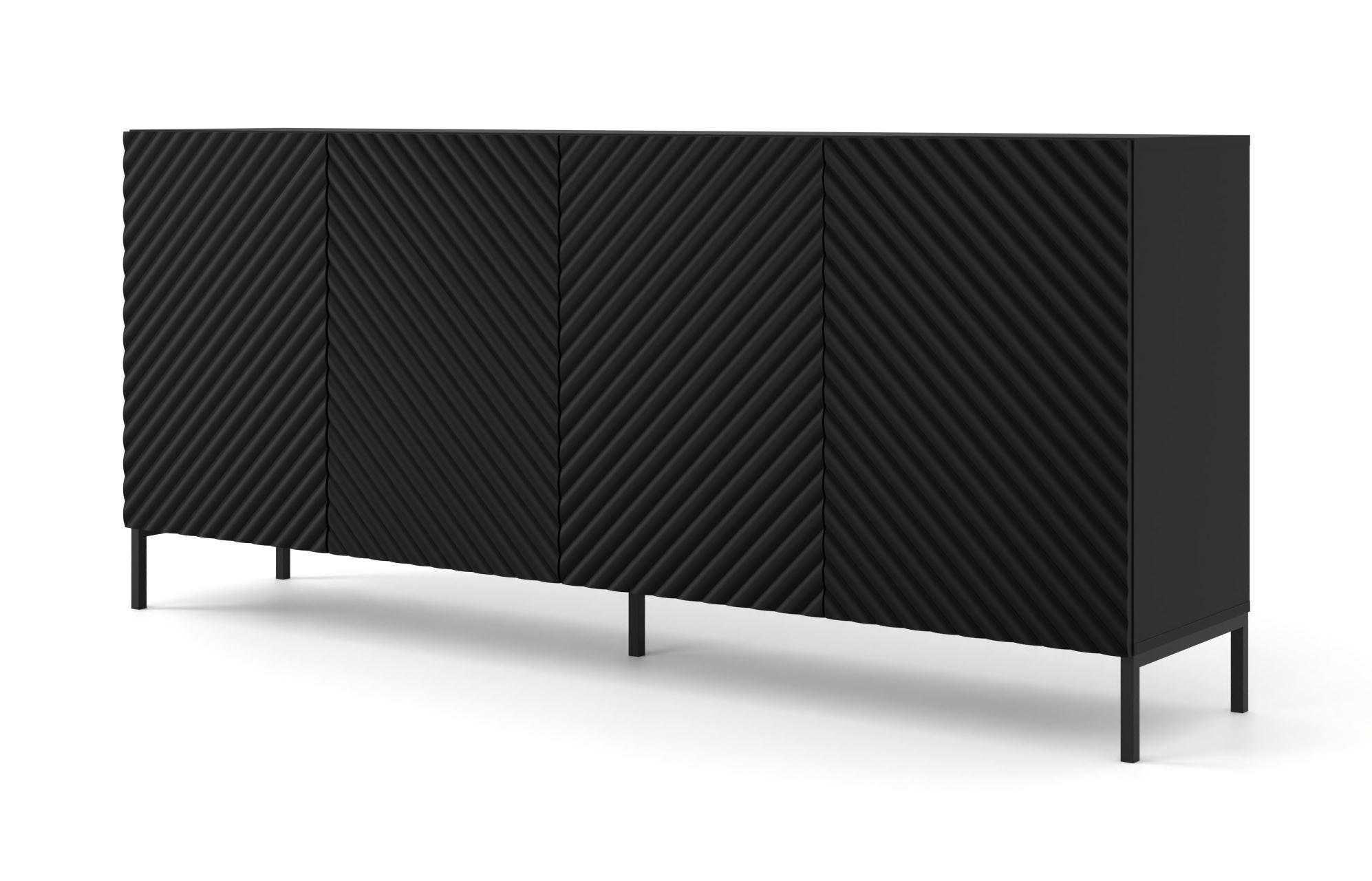 KOMMODE Schwarz, Schwarz 200/87/42 - Schwarz, Holzwerkstoff (200/87/42cm) - RAUMHIRSCH FURNITURE