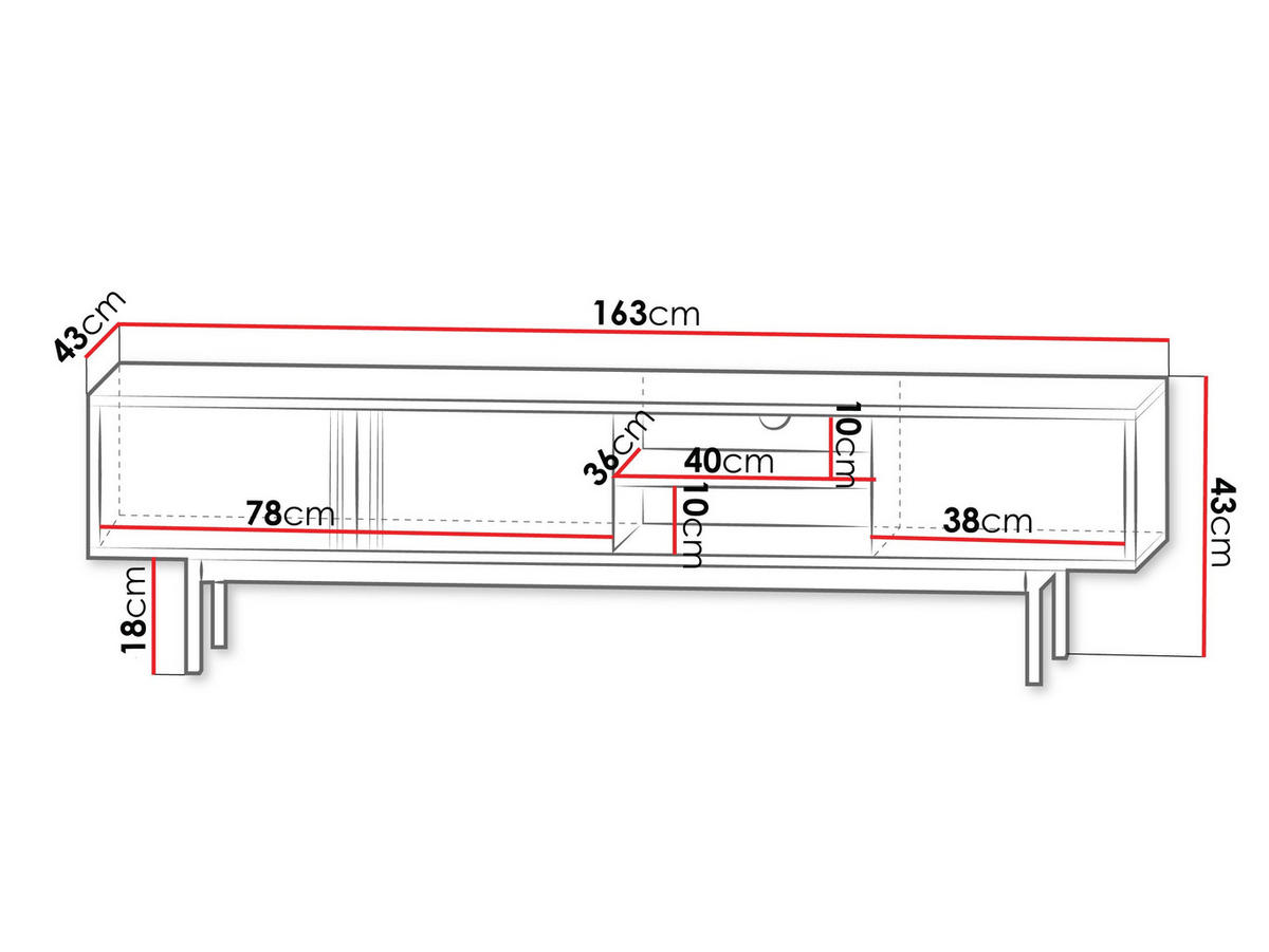 TV-LOWBOARD Alsy 3D AL09 - Anthrazit/Grün, Holzwerkstoff/Kunststoff (163/43/43cm) - MIRJAN24