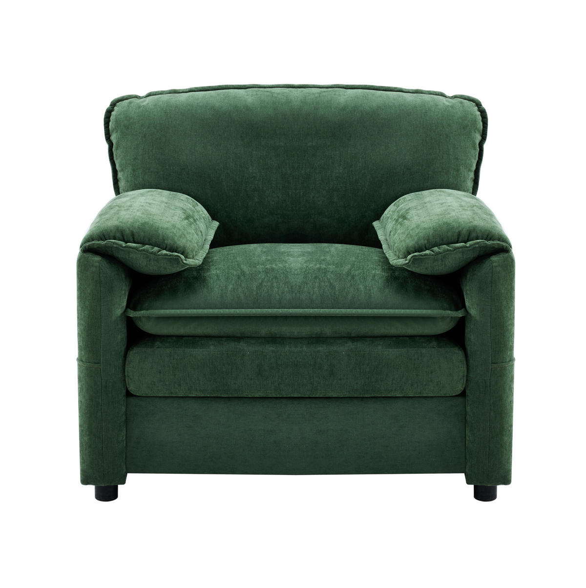 SESSEL aus Holz und Schaumstoff Dunkelgrün mit Chenille-Bezug und seitlichen Aufbewahrungstaschen - Grün, Kunststoff (96/90/92cm) - Modfu
