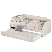 POLSTERBETT 90/200 cm mit Rollbett in Beige – gepolstertes Tagesbett - Beige, Textil (90/200cm) - BEAOK