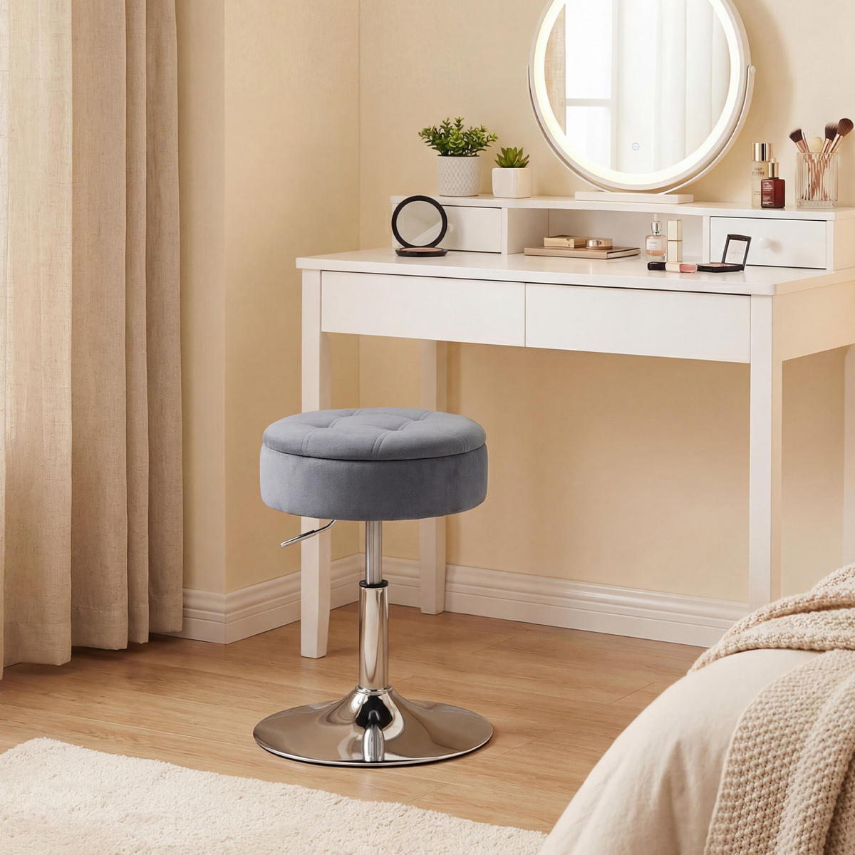 BARHOCKER DE-14802 höhenverstellbar mit Stauraum & 360° drehbar Grau - Grau, Metall (39/65/39cm) - ComfortXL