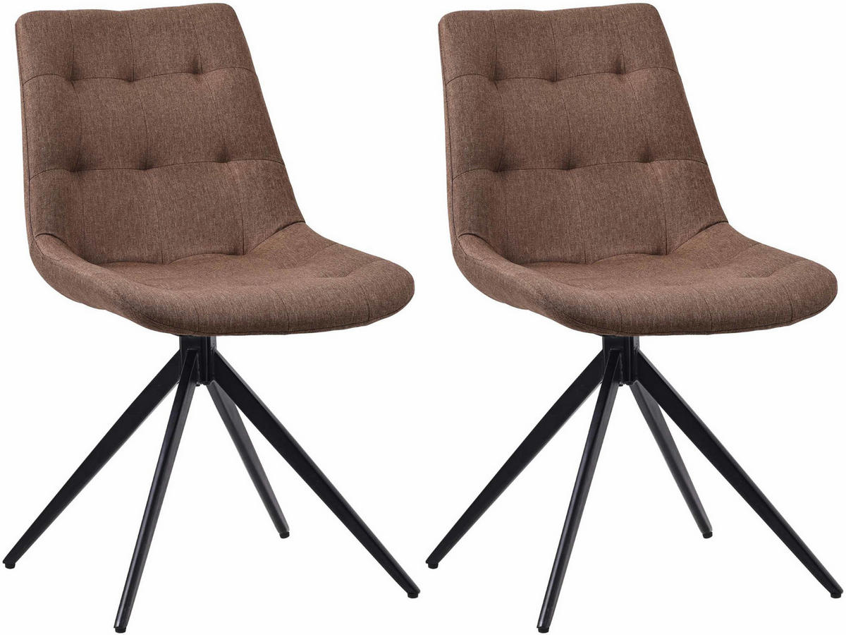 DREHSTUHL 2er Set Stoff Taupe - Taupe/Schwarz, Textil/Metall (48/82/56cm) - CLP