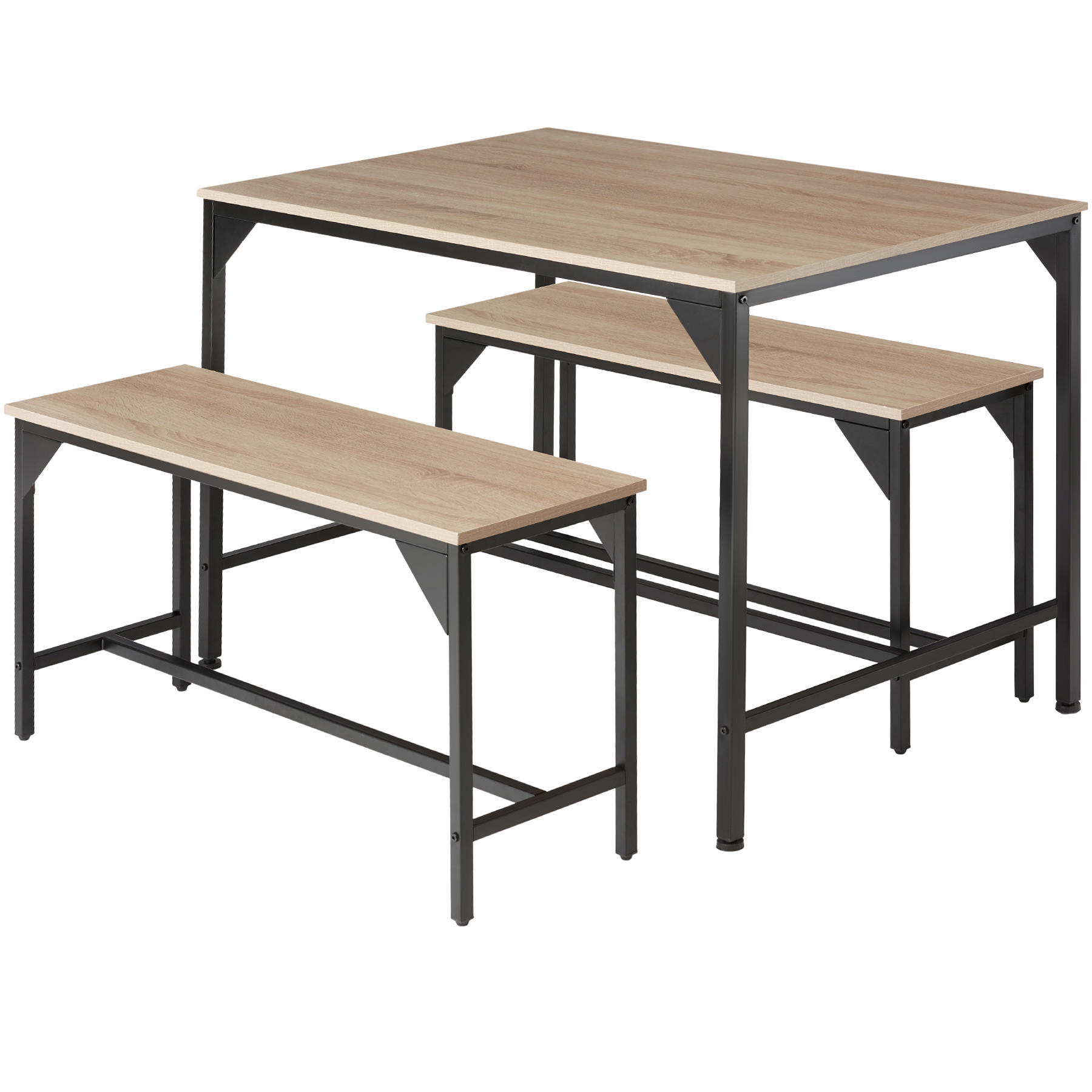 SITZGRUPPE Bolton,mit höhenverstellbaren Kunststofffüßen,Industrial Holz hell, Eiche Sonoma - Naturfarben, Holz (130/75/100cm) - tectake