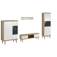 MÖBELWAND Weiß DRIMO Skandinavischer Stil LED Beleuchtung - Multicolor, Holzwerkstoff (300/197/40cm) - Sepro Meble