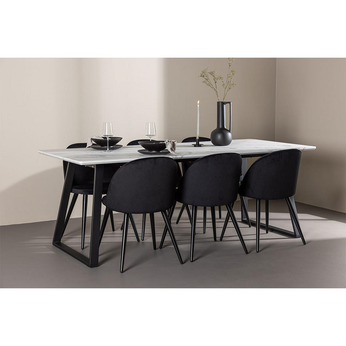 TISCHGRUPPE Schwarz - Schwarz, Holzwerkstoff (200/75/90cm) - ebuy24