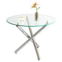 ESSTISCH in Silberfarben Küchentisch mit gehärteter Glasplatte und Metallbeinen, moderner Tisch, B80/T80/H76cm - Silberfarben, Glas/Metall (80/80/76cm) - STILVORA