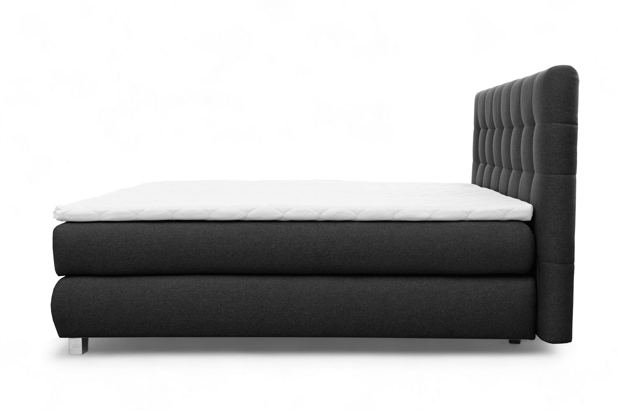 BOXSPRINGBETT Ben mit Pocketmatratze und Bonellmatratze inkl. Topper - Schwarz, Textil (140/200cm) - AN-Moebel 4u