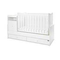 BABYBETT Trend Plus weiß 110 x 62 cm, 70 x 160 cm, Schaukelfunktion, Kommode, Schubladen - Weiß, Holzwerkstoff (62/110cm) - Lorelli