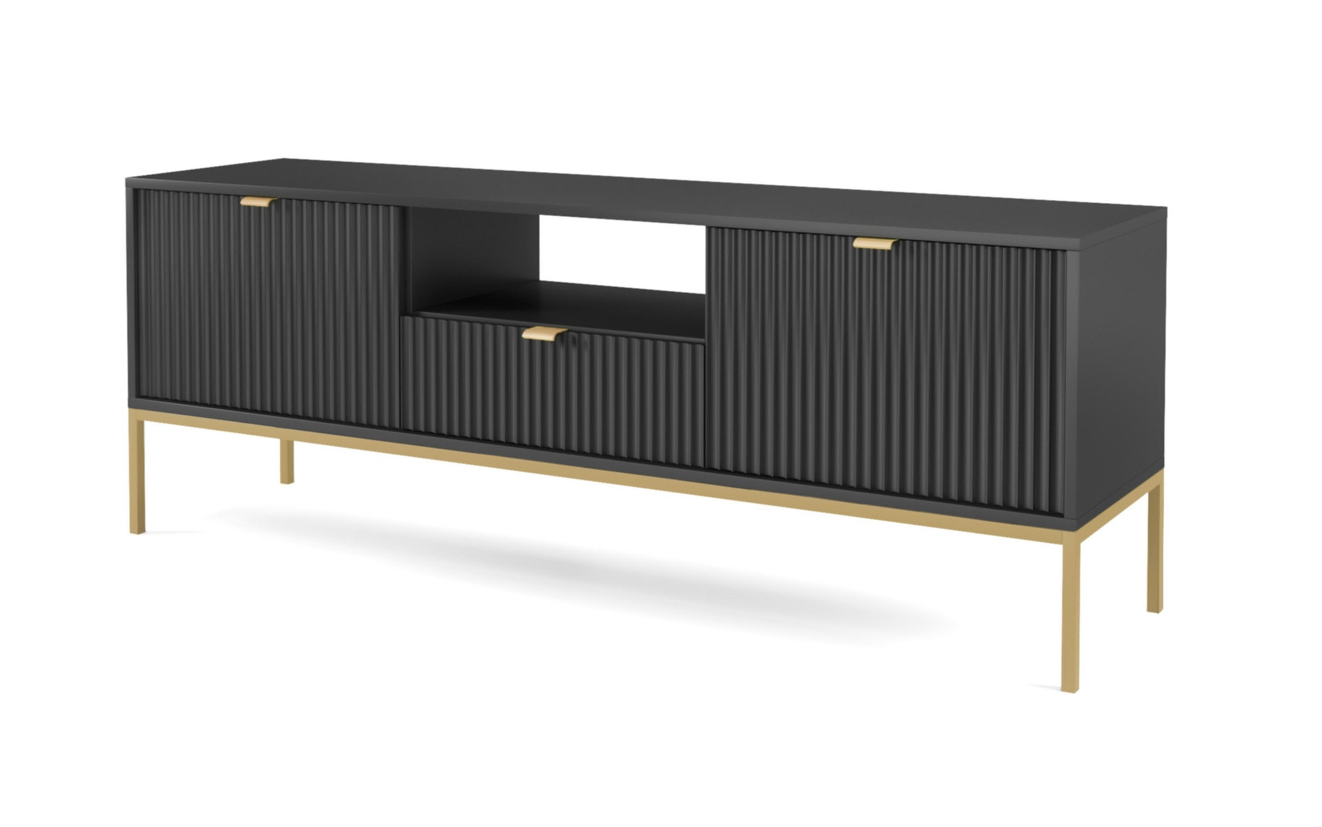 AX Living Lowboard Schwarz, Gold 154x56x39 cm